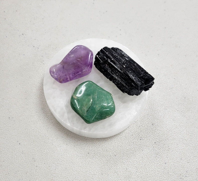 Aura Sacred Geometry Selenite Charging Plate — Altar Cleansing Slab