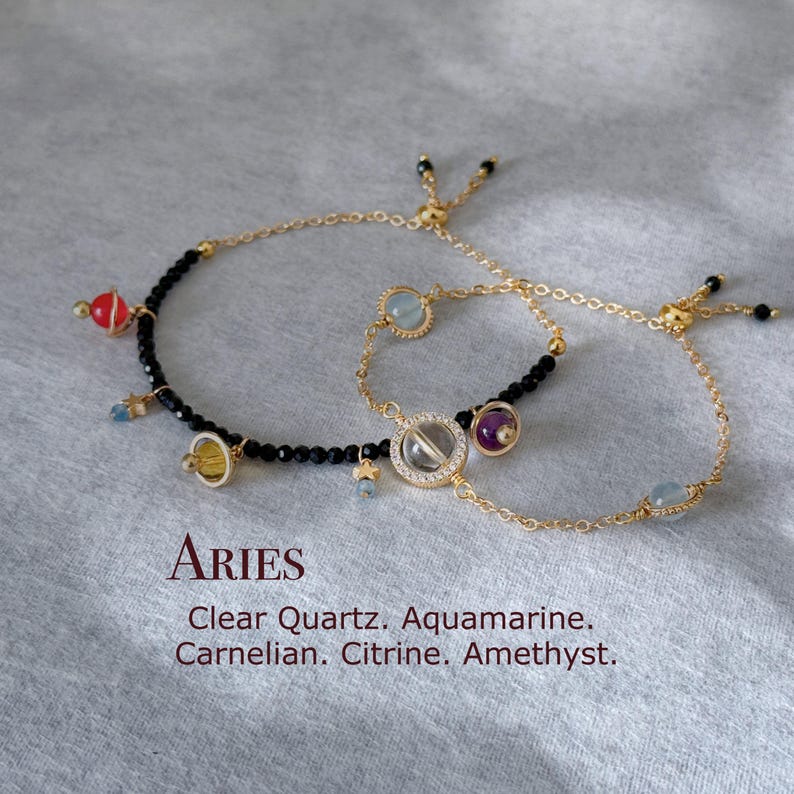 Aura Aries Celestial Alignment Strand — Carnelian & Citrine Stacking Set
