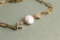 Aura Art Deco Pearl Strand — 18K Gold Plated Geometric Bridal Bracelet