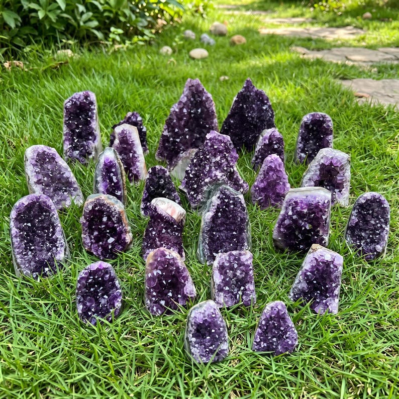 Aura Tranquility Amethyst Cluster — Raw Uruguay Violet Geode Altar Anchor