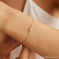 Aura Minimalist Pearl & Diamond Strand — 14K Gold Plated Bridal Bracelet