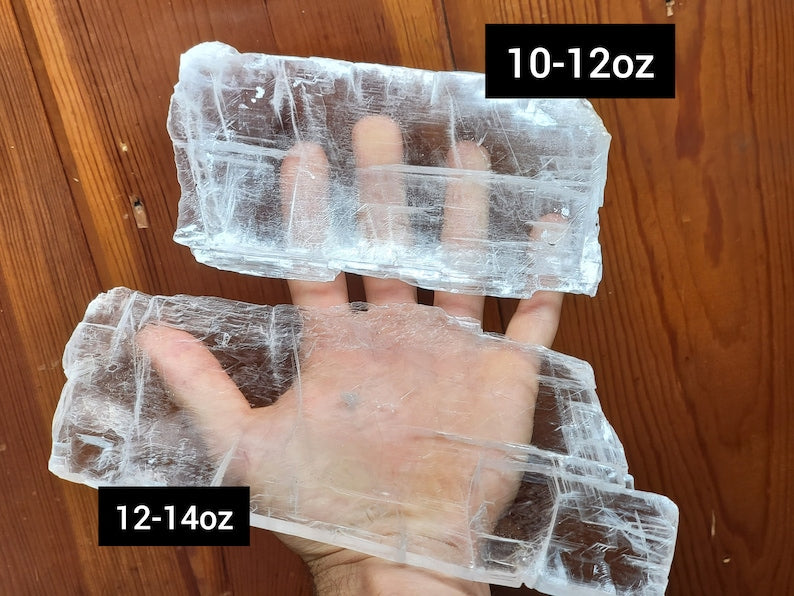 Aura Raw Selenite Slab — Altar Crystal Cleansing Block (Queue #10)