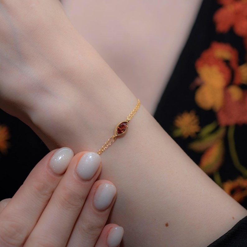 Aura Marquise Citrine Chain — 14K & 10K Solid Gold Bracelet