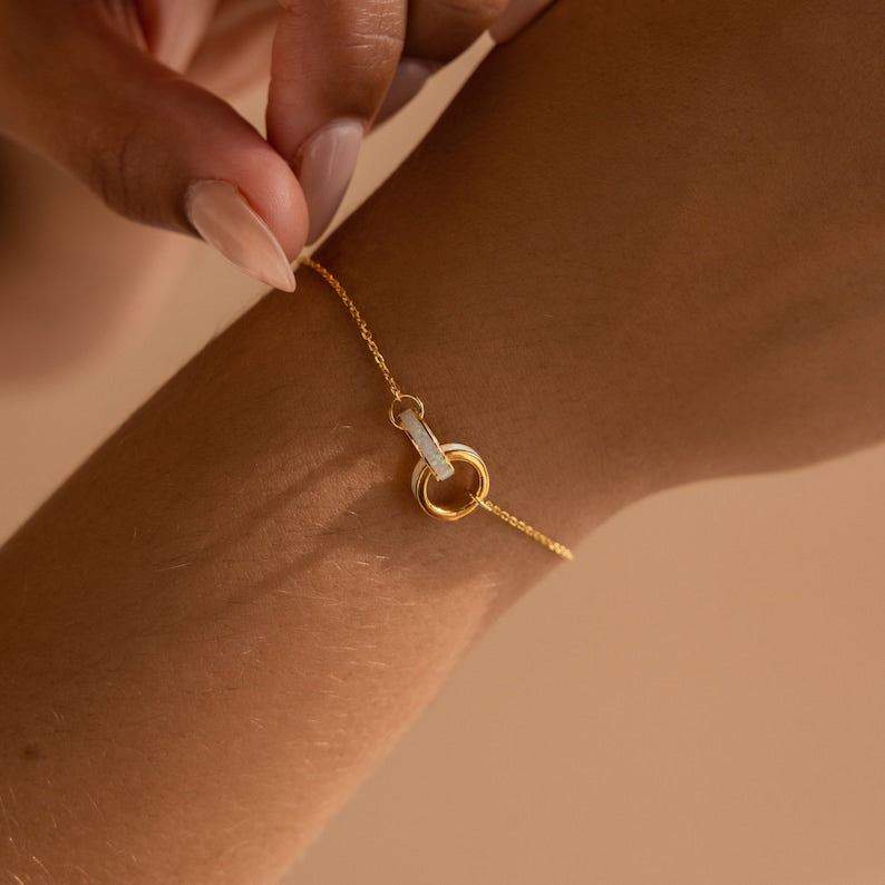 Infinite Opal Interlocking Bracelet — Sacred Eternity Charm