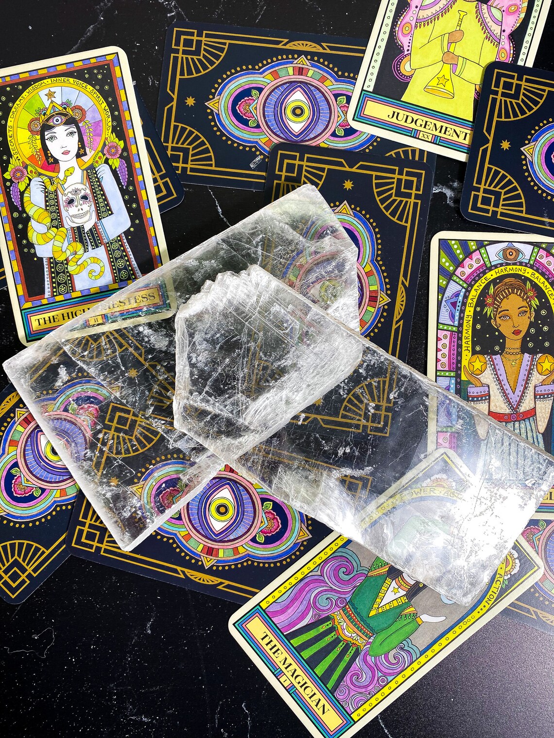 Aura Raw Selenite Slab — Altar Crystal Cleansing Block