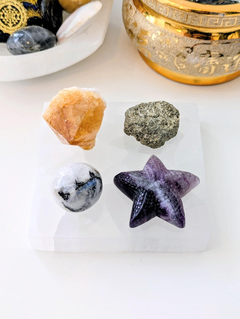 Aura Polished Selenite Charging Bowl — Crown Chakra Crystal Cleansing Vessel