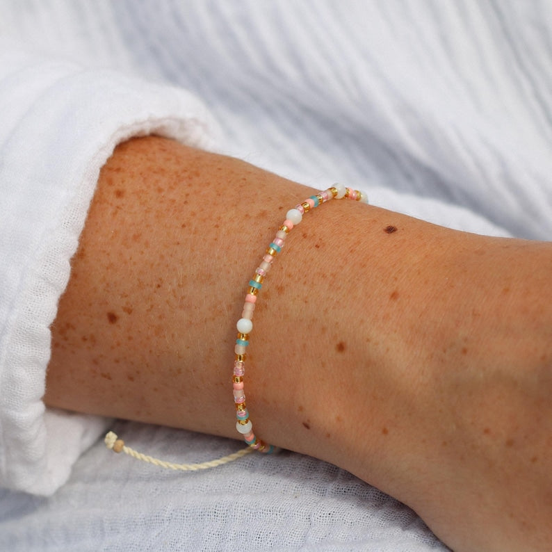 Surya Seed Bead Talisman — Solar Shell & Turquoise Strand