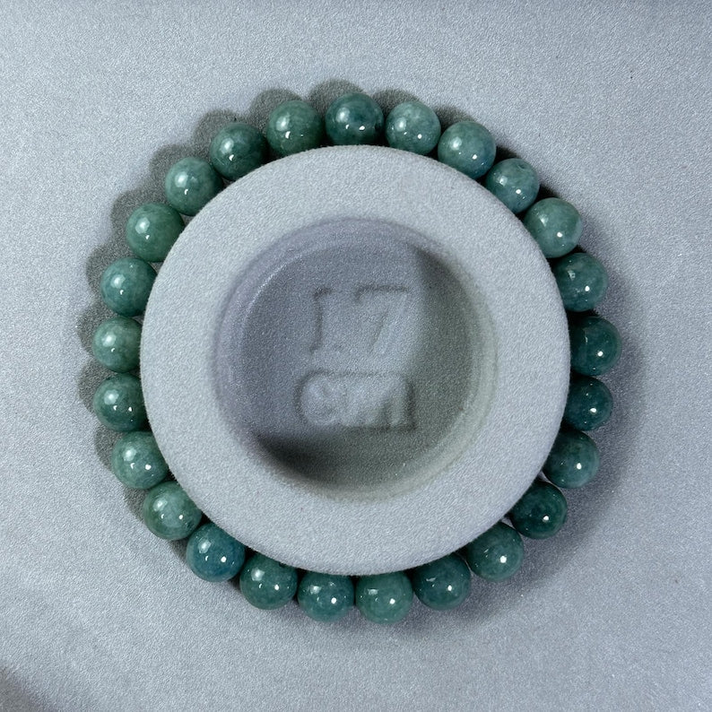 Aura Lucky Jade Bangle — Real Green Jadeite Bead Wristband