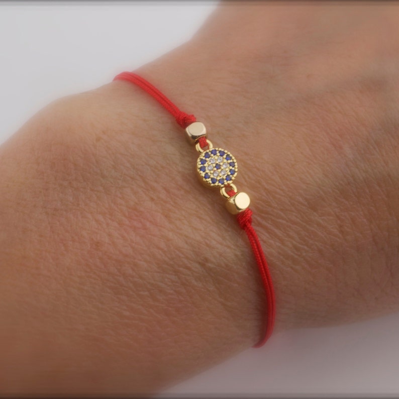 Aura Protective Evil Eye Cord — 18K Gold Plated Pave CZ Bracelet