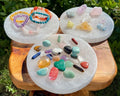 Aura Polished Circle Selenite Plate — Minimalist Altar Cleansing Slab