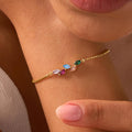 Custom Birthstone Leaf Bracelet — Botanical Cosmic Alignment