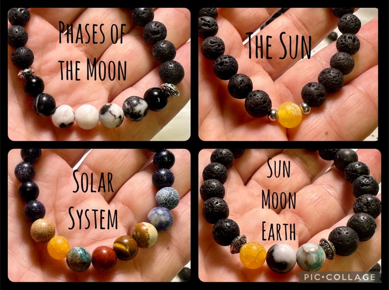 Aura Celestial Lava Stone Strand — Solar System Aromatherapy Diffuser Bracelet