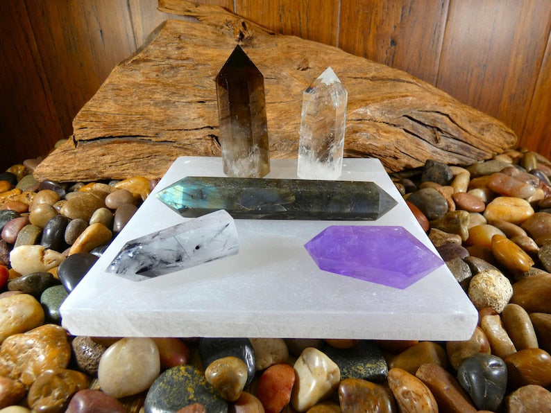 Aura Raw Selenite Slab — Altar Crystal Cleansing Block