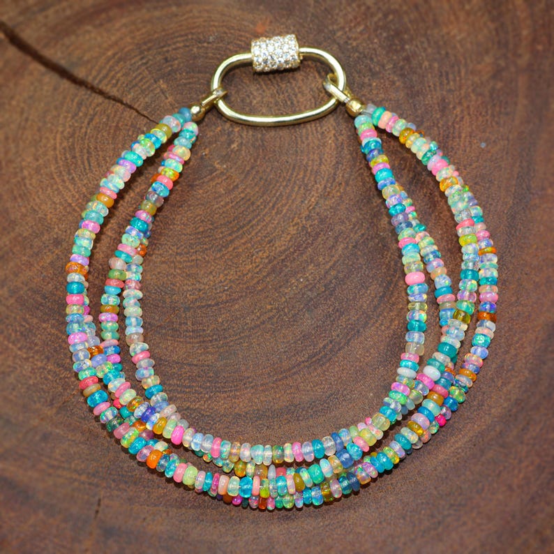 Aura Cosmic Welo Fire Opal Strand — Ethiopian Opal Spiritual Jewelry (Queue #14)