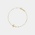 Sacred Cross Enamel Bead Bracelet — Dainty Spiritual Alignment Strand