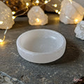 Aura Polished Circle Selenite Plate — Minimalist Altar Cleansing Slab