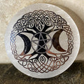 Aura Tree of Life Selenite Charging Plate — Sacred Geometry Altar Cleansing Slab