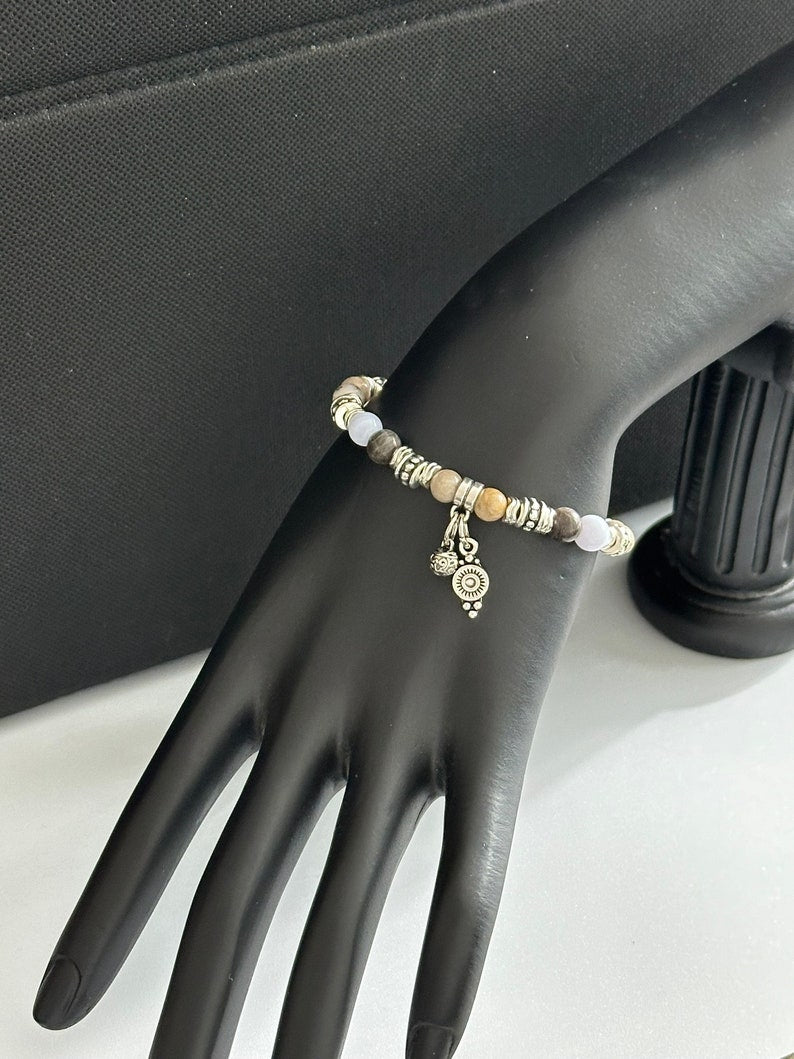 Aura Growth & Balance Strand — Natural Moss Agate (Queue #22)