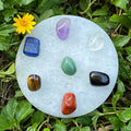 Aura Seven Chakras Selenite Charging Plate — Multi-Chakra Alignment Cleansing Slab