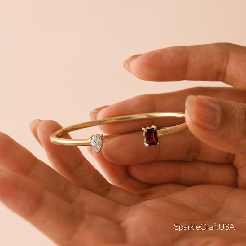 Custom Birthstone Open Cuff — Personal Cosmic Blueprint