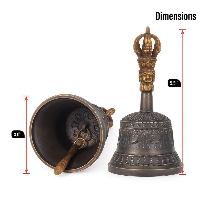 Aura Tibetan Brass Meditation Bell — Dorje Handle Sound Healing Vessel