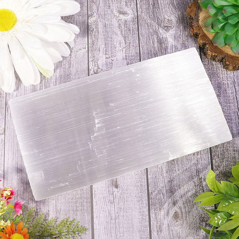 Aura Seven Chakras Selenite Charging Plate — Multi-Chakra Alignment Cleansing Slab