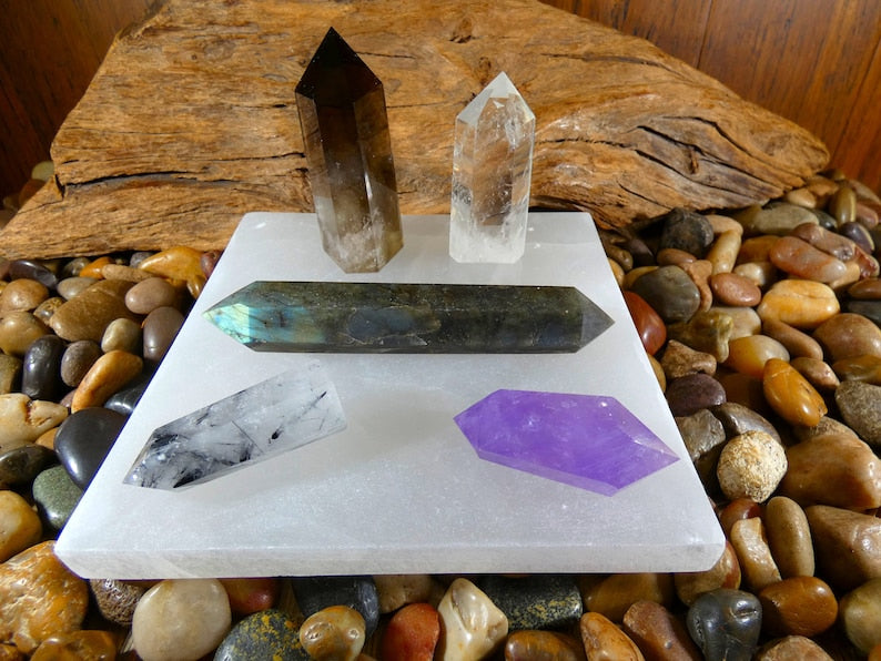 Aura Raw Selenite Slab — Altar Crystal Cleansing Block