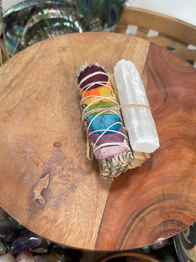 Aura Raw Selenite Cleansing Wands (4-Inch) — Crown Chakra Energy Clearing Columns