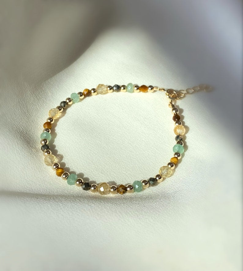 Aura Wealth, Abundance & Prosperity Strand — Citrine, Pyrite, Aventurine & Tiger's Eye Bracelet