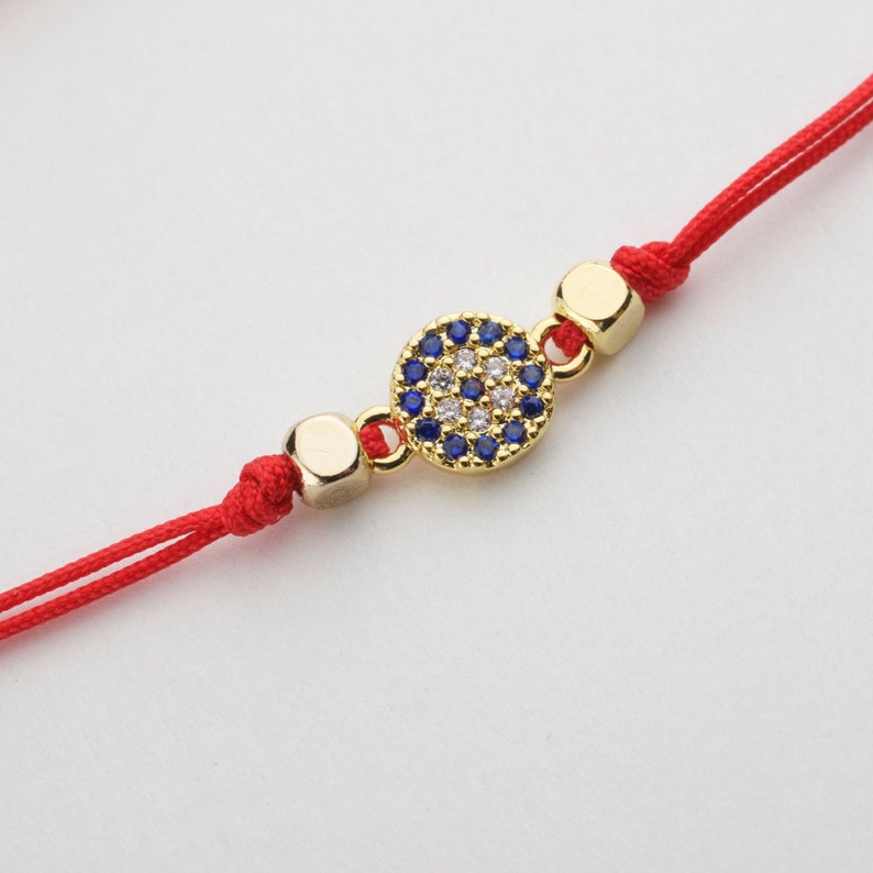 Aura Protective Evil Eye Cord — 18K Gold Plated Pave CZ Bracelet