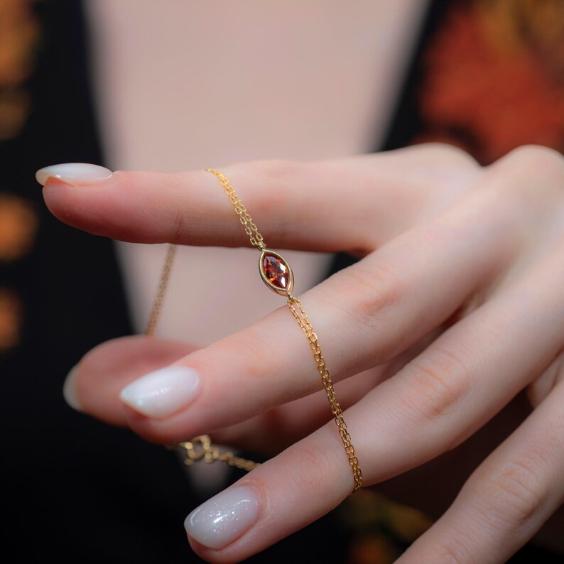 Aura Marquise Citrine Chain — 14K & 10K Solid Gold Bracelet