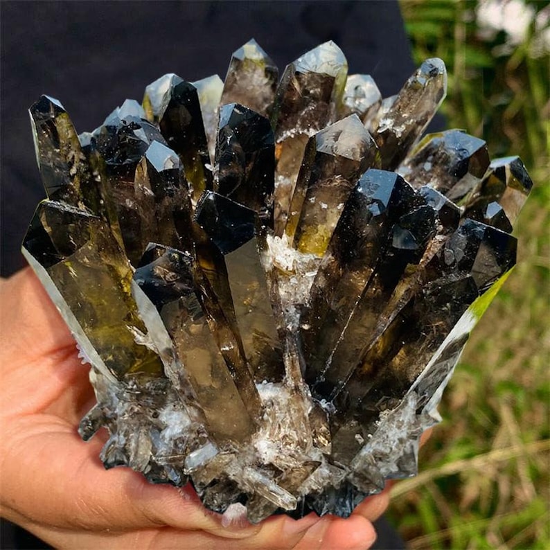 Aura Grounding Smoky Quartz Cluster — Raw Geode Altar Anchor