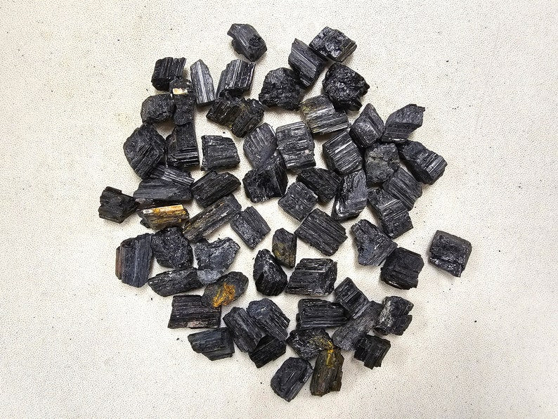 Aura Guardian Black Tourmaline Rough Stones — Raw Earth Grounding Chunks