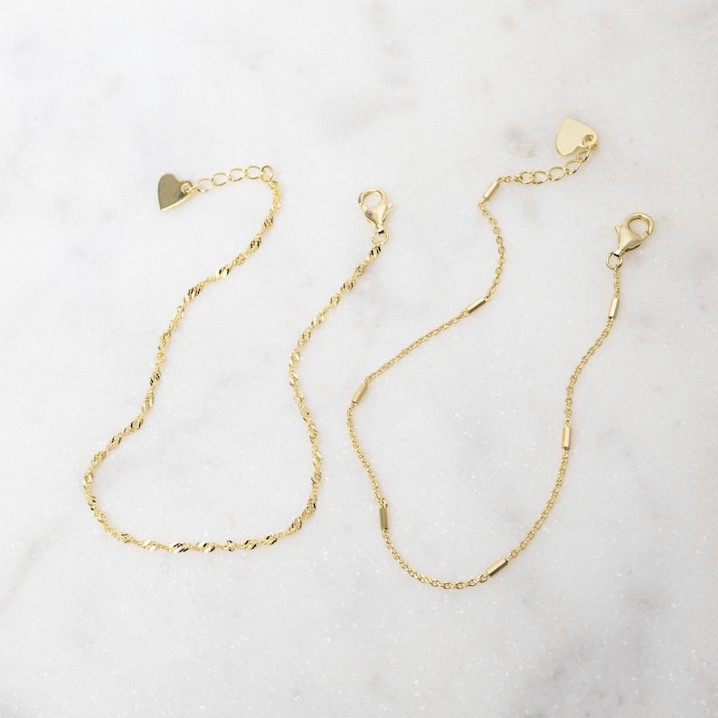 Dainty Twin Chain Bracelet Set — Minimalist Light & Twist Strands