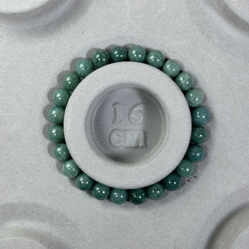 Aura Lucky Jade Bangle — Real Green Jadeite Bead Wristband (Queue #28)
