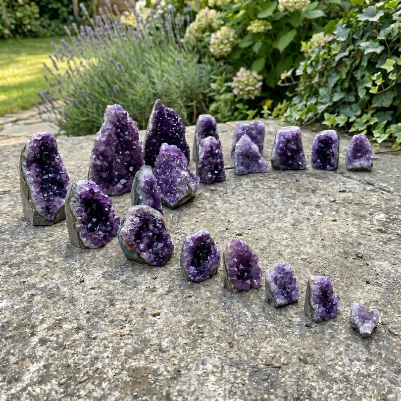 Aura Tranquility Amethyst Cluster — Raw Uruguay Violet Geode Altar Anchor