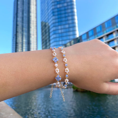 Aura Celestial Floral Strand — 18K Gold Plated Crystal Beaded Bracelet