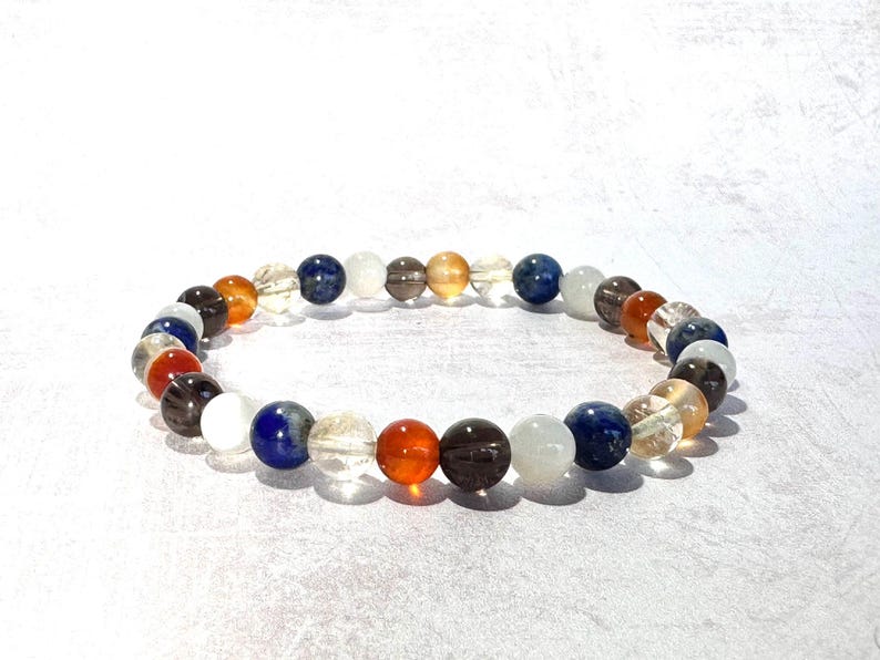 Aura Menopause Balance Strand — Carnelian, Citrine, Moonstone & Lapis Lazuli