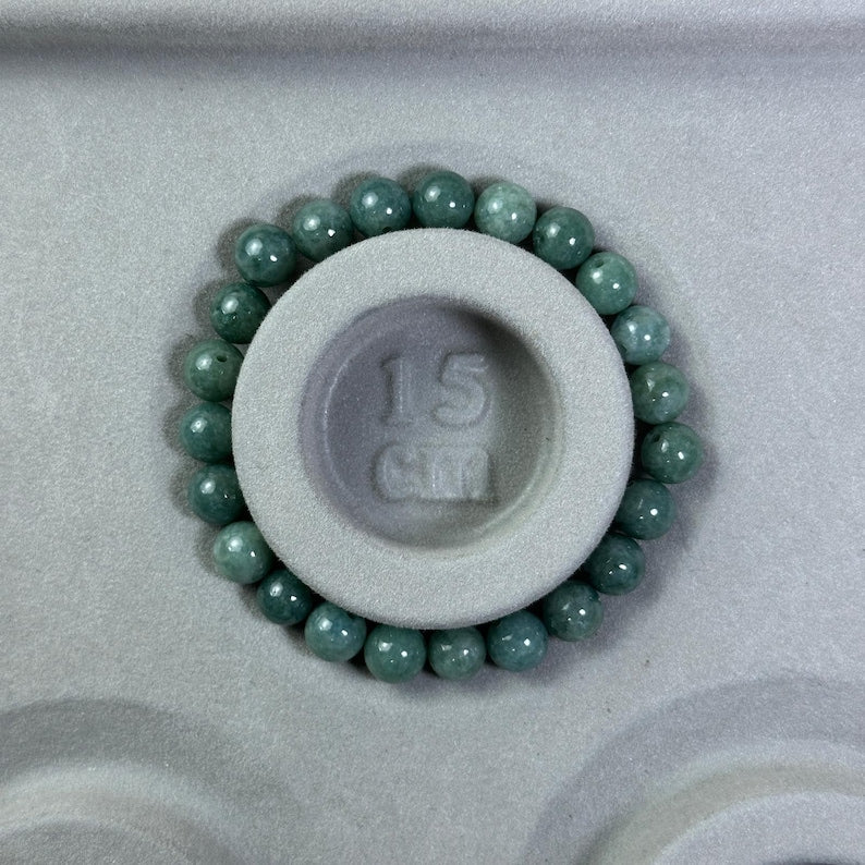 Aura Lucky Jade Bangle — Real Green Jadeite Bead Wristband (Queue #28)