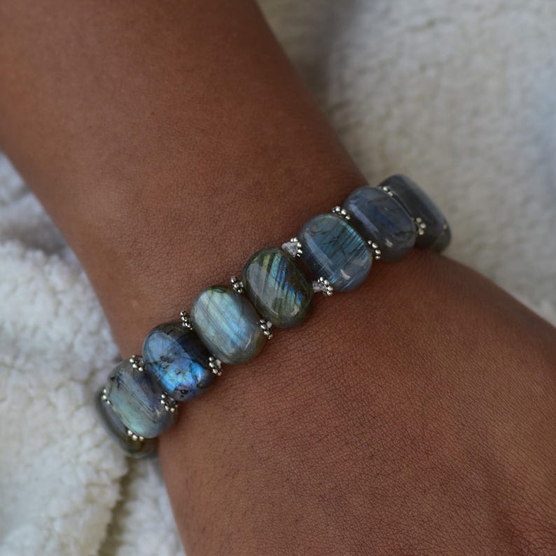 Aura Shadow Work Protection Strand — Labradorite, Obsidian & Howlite (Queue #21)