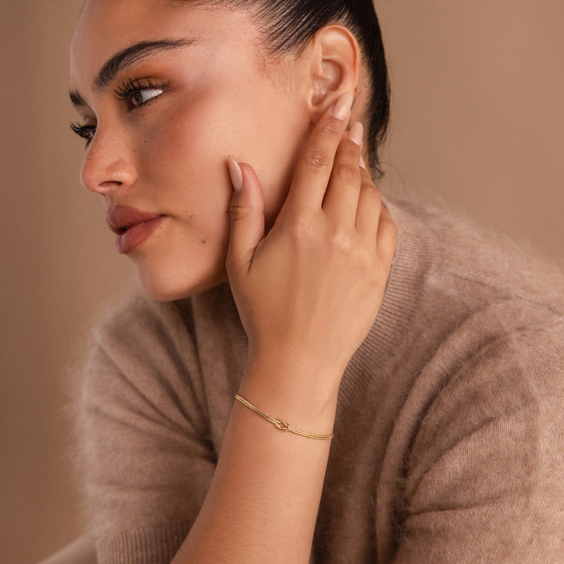 Aura Love Knot Double Strand — 18K Gold Plated Snake Chain Bracelet