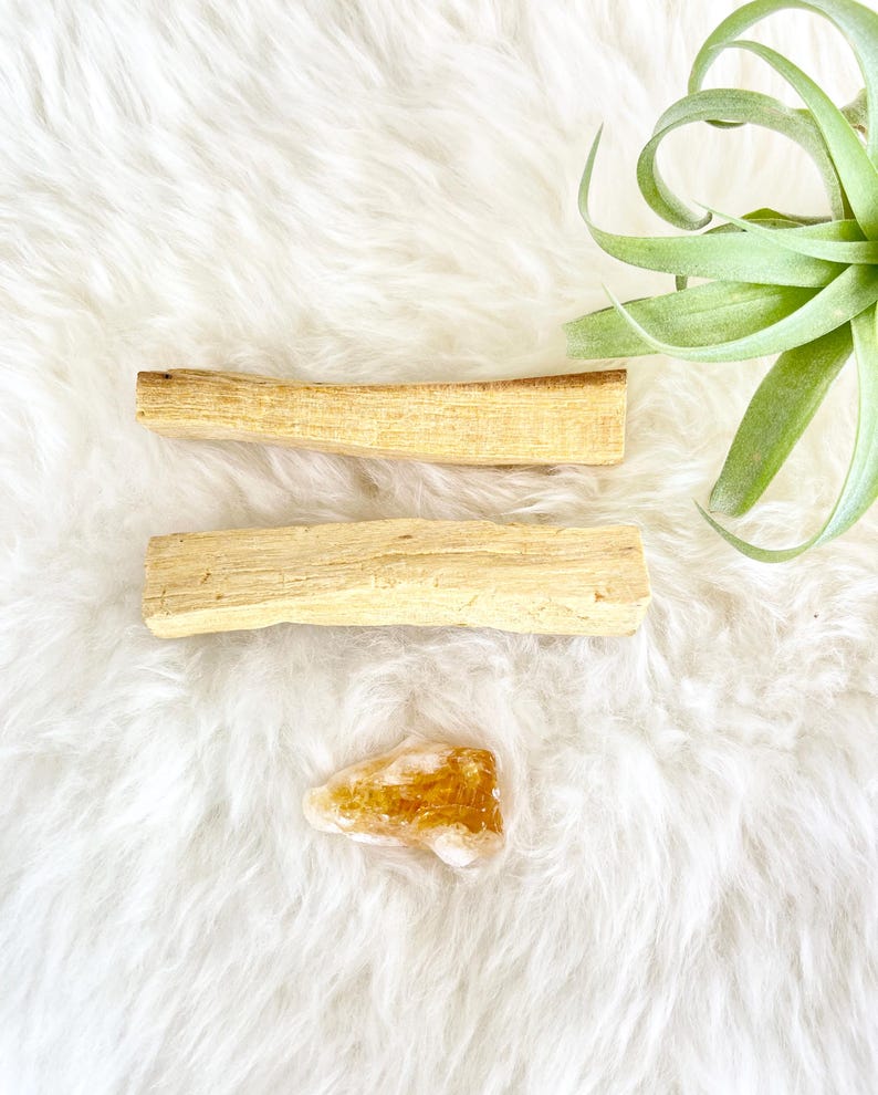 Aura Abundance Smudging Set — Citrine Crystal & Sacred Palo Santo
