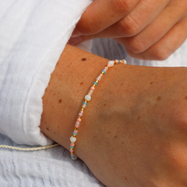 Surya Seed Bead Talisman — Solar Shell & Turquoise Strand