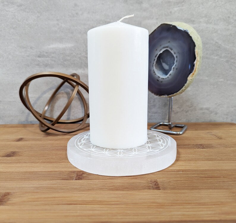 Aura Raw Selenite Cleansing Wands — Crown Chakra Energy Clearing Columns