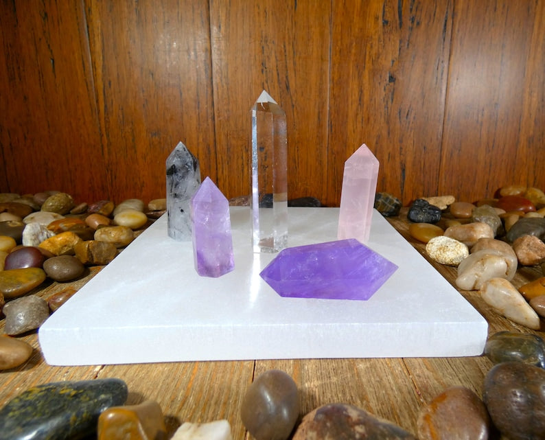 Aura Raw Selenite Slab — Altar Crystal Cleansing Block