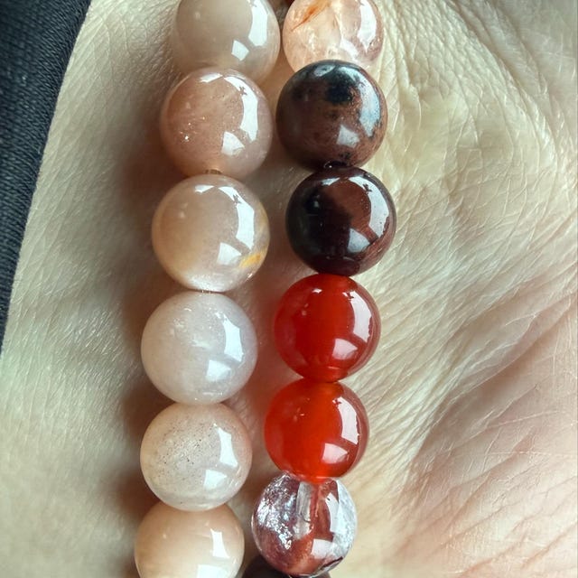 Aura Grounding Fire Quartz Strand — Red Tiger's Eye, Carnelian & Obsidian (Queue #24)
