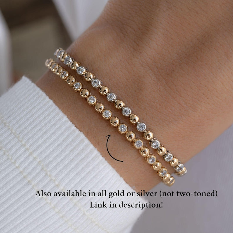 Duality Mixed Metal Tennis Strand — Two-Tone Solitaire Aura