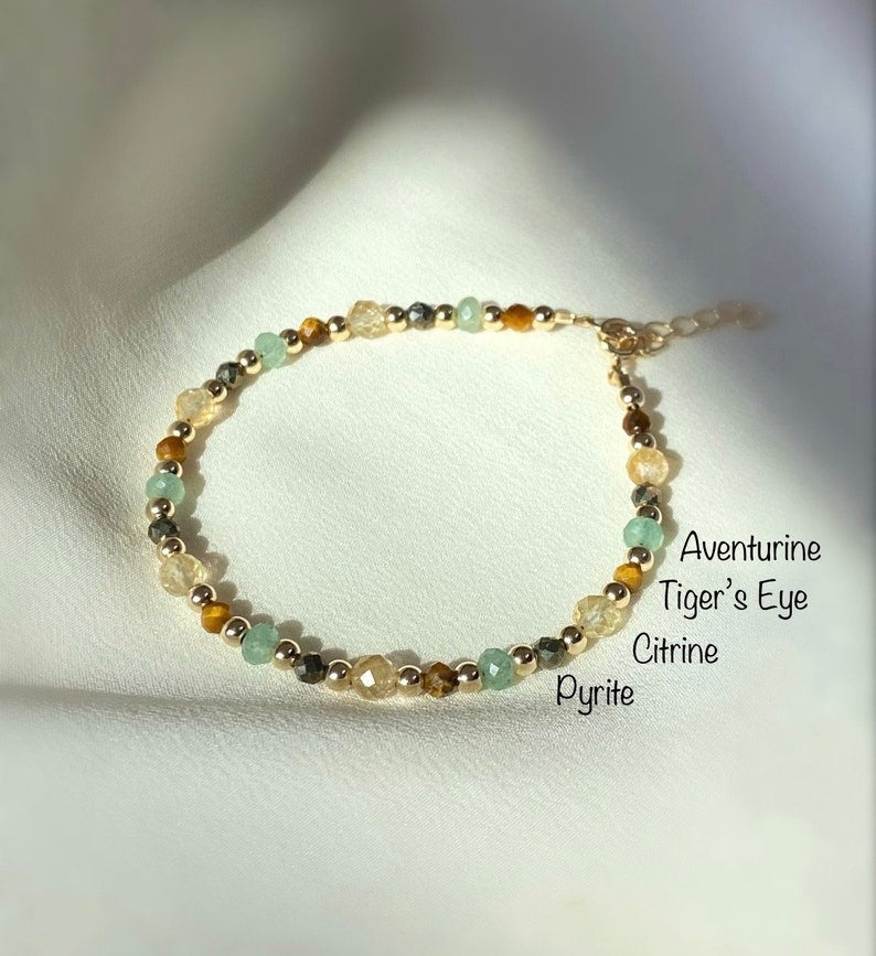 Aura Wealth, Abundance & Prosperity Strand — Citrine, Pyrite, Aventurine & Tiger's Eye Bracelet