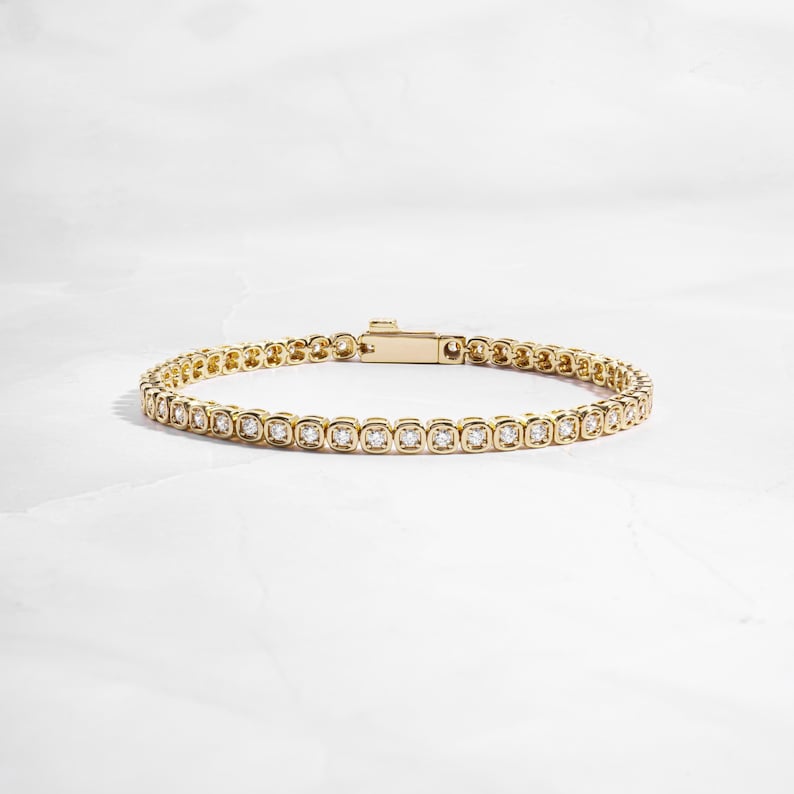 Classic Bezel Tennis Strand — Shimmering Solitaire Aura