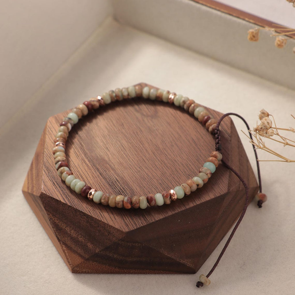 Aura Autumn Jasper Leather Wrap — Earth Grounding Bangle (Queue #9)
